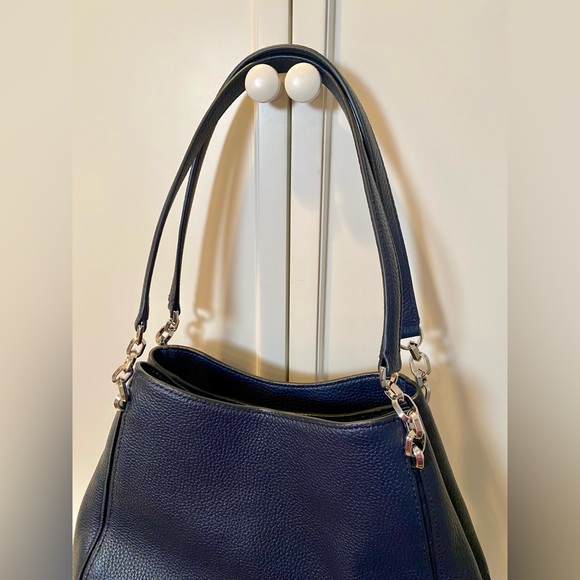 Kate Spade - Hailey Medium Pebbled Leather Shoulder Bag - Navy - Picture 5 of 10